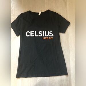 Celsius Energy Drink Live Fit Short Sleeve V Neck Black Medium Worn Once